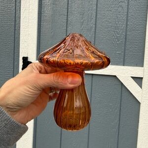 New Amber Glass Mushroom Propagating Plant Vase Jar for Cuttings Gift Boho Decor